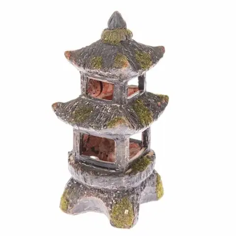 Svietniky Keramický svietnik na čajovú sviečku Pagoda, 9,5 x 19,5 x 9 cm
