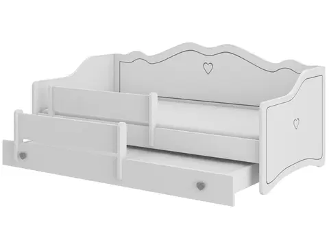 Postele NABBI Elisa II detská posteľ s prístelkou a matracmi 80x160 cm biela / sivý vzor