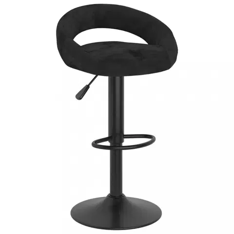 Barové stoličky Barová stolička zamat / kov Dekorhome Čierna