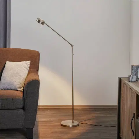 Stojacie lampy Knapstein Štíhla stojaca LED lampa Elegance, 3 kĺby, nikel