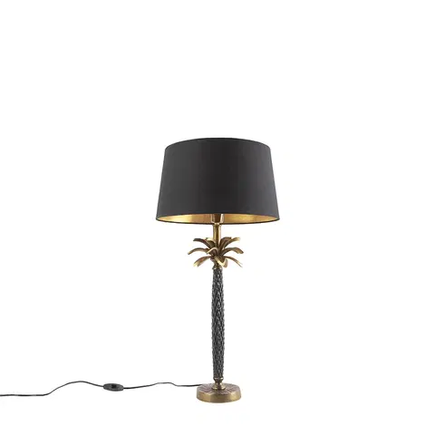 Stolove lampy Stolná lampa Art Deco bronzová s čiernym tienidlom 35 cm - Areka