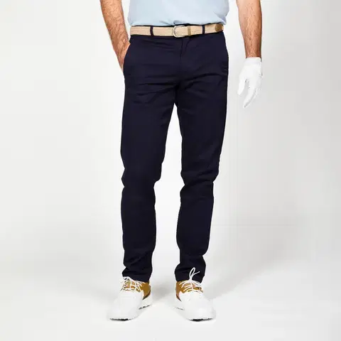 nohavice Pánske bavlnené golfové nohavice MW500 tmavomodré