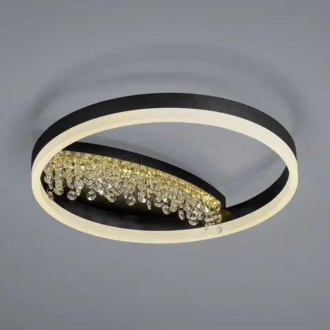 Stropné svietidlá HELL Stropné svietidlo LED Dana s kryštálovým dekorom, čierne