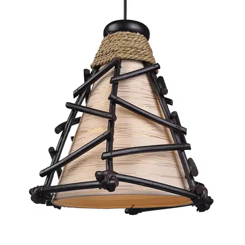 Závesné svietidlá Woru Dekoratívna závesná lampa Romy s drevom