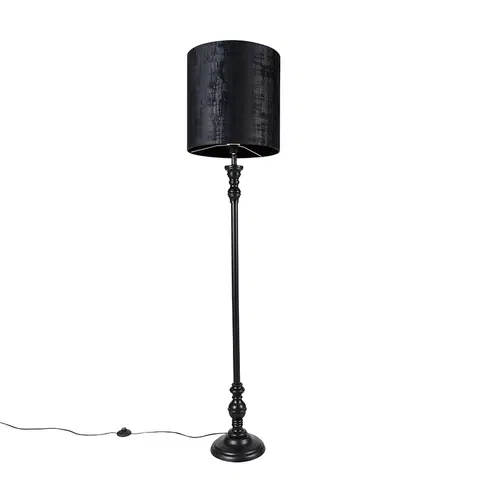 Stojace lampy Klasická stojaca lampa čierna s čiernym tienidlom 40 cm - Classico