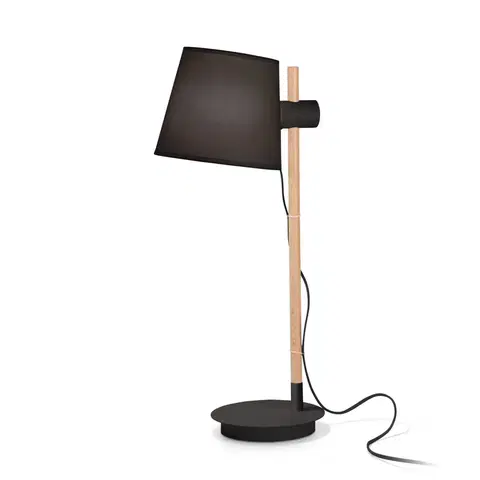 Stolové lampy Ideallux Ideal Lux Axel stolová lampa drevo čierna/prírodná