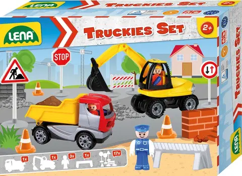 Hračky - dopravné stroje a traktory LENA - Truckies Set stavba, okrasný kartón