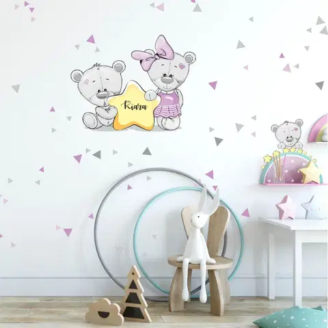 Nálepky na stenu Nálepka fialový mackovia s hviezdičkou s menom dievčatka