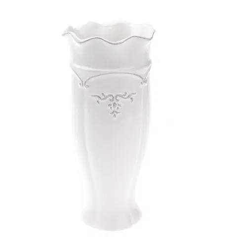 Vázy keramické Keramická váza Vallada biela, 11,5 x 25 x 11,5 cm