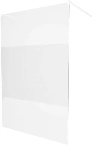 Sprchové dvere MEXEN/S - KIOTO samostatne stojaca sprchová zástena 110 x 200, transparent/dekor 8 mm, biela 800-110-002-20-35