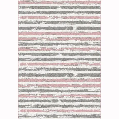 Koberce a koberčeky KONDELA Karan koberec 100x150 cm ružová / sivá / biela
