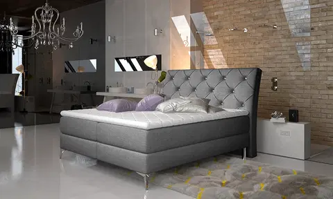 Postele NABBI Amika 140 čalúnená manželská posteľ s úložným priestorom sivá