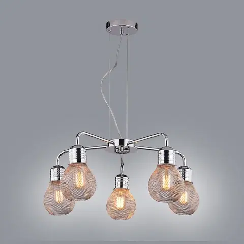 Moderné lampy do obývačky Gliva Závesné svietidlo 5x60w E27 Chróm (bez žiaroviek)