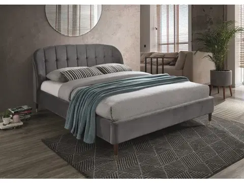 Postele Signal Čalúnená posteľ LIGURIA VELVET 160 x 200 cm farba sivá/hnedá