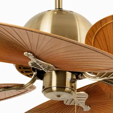 Stropné ventilátory FARO BARCELONA Stropný ventilátor Cuba L, 4-lopatkový staro-zlatá
