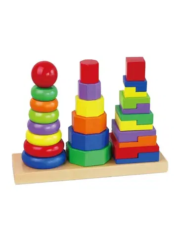 Drevené hračky VIGA - Drevené farebné pyramidy pre deti Viga
