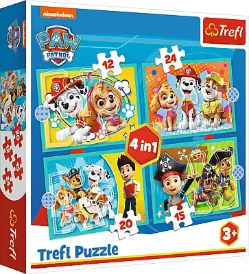 Hračky puzzle TREFL - Puzzle 4v1 - Šťastný tím Paw Patrol / Viacom PAW Patrol