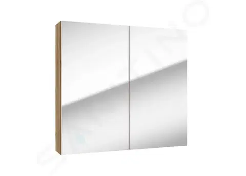 Kúpeľňový nábytok Kielle - Vega Zrkadlová skrinka, 80x73x15 cm, zlatý dub 50118801