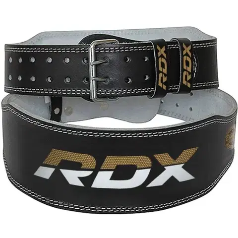 Opasky na cvičenie RDX Sports Fitness opasok 6“ Leather Black/Gold  M