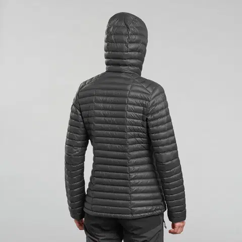 bundy a vesty Dámska páperová bunda MT100 na horskú turistiku s kapucňou do -5 °C