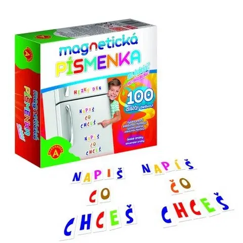 Drevené hračky PEXI Magnetické písmenká na chladničku 100 dielikov v krabici 19x18x5cm
