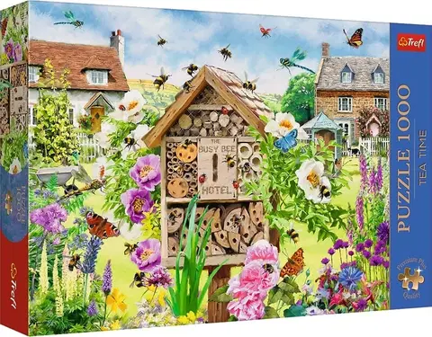 Hračky puzzle TREFL - Puzzle 1000 Premium Plus - Čajový čas: Domček pre včielky