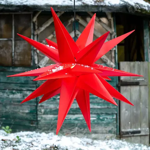 Vianočné osvetlenie STERNTALER Červená plastová hviezda Jumbo exteriér 18 cípov
