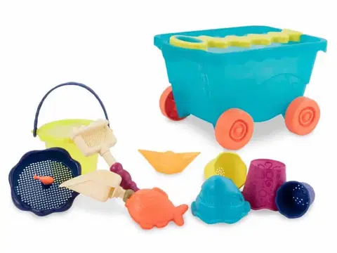 Hračky na záhradu B-TOYS - Vozík s hračkami na piesok modrý