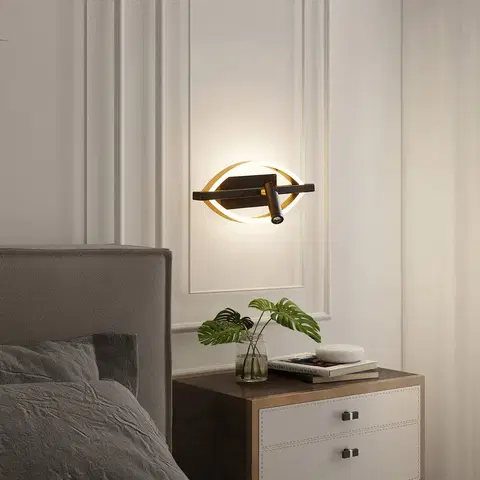Nástenné svietidlá Lucande Lucande Matwei nástenná LED lampa, oválna, mosadz