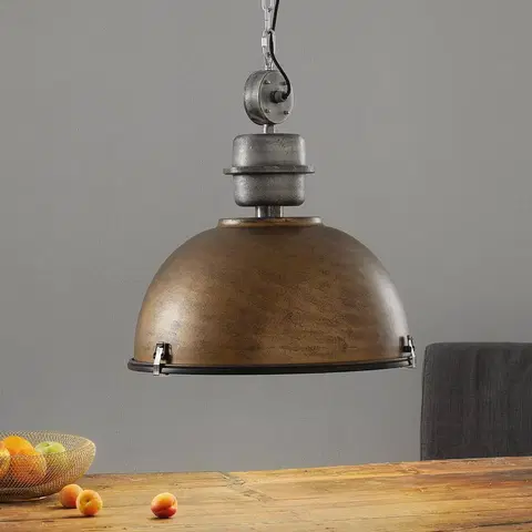 Závesné svietidlá Steinhauer Hnedá závesná lampa Bikkel XXL, priemyselný dizajn