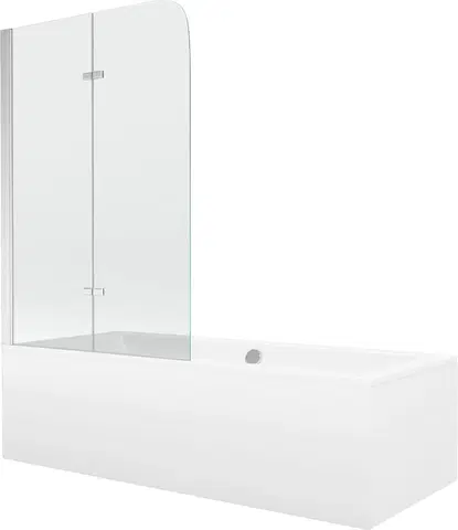 Sprchové dvere MEXEN/S - Cube obdĺžniková vaňa 180 x 80 cm s panelom + vaňová zástena 80 cm, transparent, chróm 550518080X9008020100