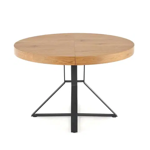 Jedálenské stoly HALMAR Mercy okrúhly rozkladací jedálenský stôl dub zlatý / čierna