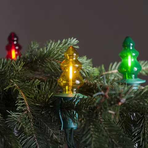 Vianočné dekorácie Svetelná reťaz Stromček farebný, 12 žiaroviek Filament, základná