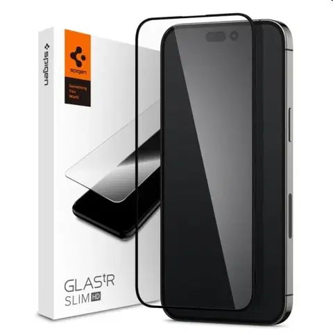 Ochranné fólie pre mobilné telefóny Tvrdené sklo Spigen tR Slim HD pre Apple iPhone 14 Pro, čierna AGL05221