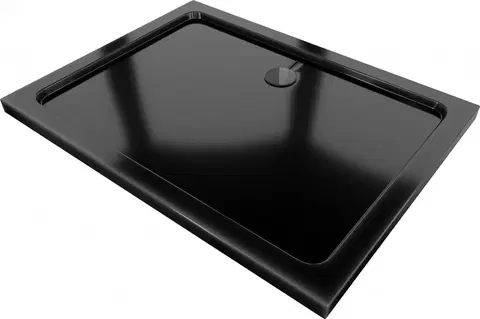 Vane MEXEN/S - Flat sprchová vanička obdĺžniková slim 80 x 70, čierna + čierny sifón 40707080B