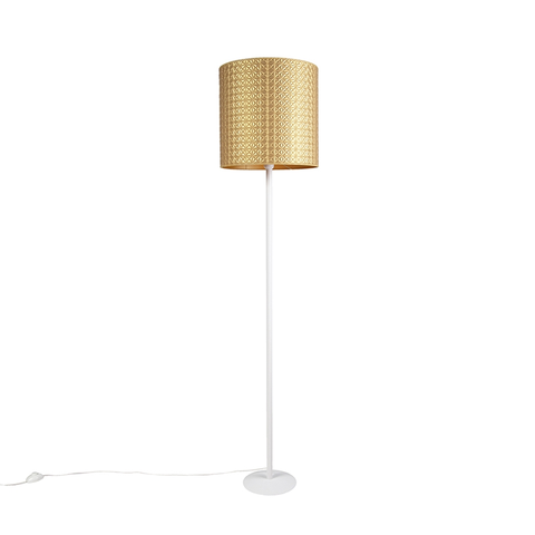 Stojace lampy Vintage stojaca lampa biela so zlatým trojuholníkom odtieň 40 cm - Simplo