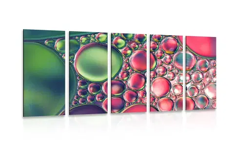 Abstraktné obrazy 5-dielny obraz kvapky oleja v abstraktnom prevedení