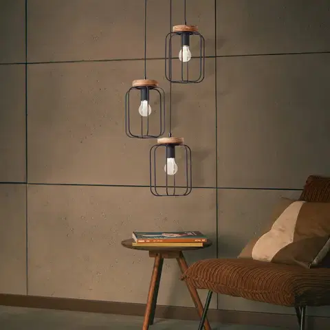 Závesné svietidlá Brilliant Závesná lampa Tosh 3-plameňová rondel