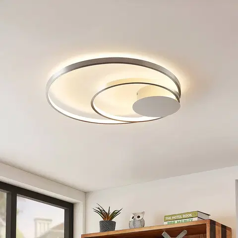 Stropné svietidlá Lindby Lindby Nerwin stropné LED, okrúhle, hliník/chróm