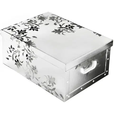 Úložné boxy Úložný box s vekom Ornament 51 x 37 x 24 cm, biela