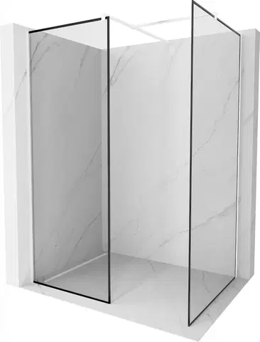 Sprchové dvere MEXEN/S - Kioto Sprchová zástena Walk-in 130 x 80 cm, čierny vzor, biela 800-130-202-20-70-080