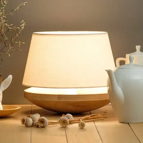 Stolové lampy Domus Kjell – stolná lampa s ľanovým tienidlom, krémová