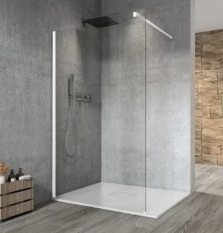 Sprchové dvere GELCO - VARIO WHITE jednodielna sprchová zástena na inštaláciu k stene, číre sklo, 1400  GX1214GX1015