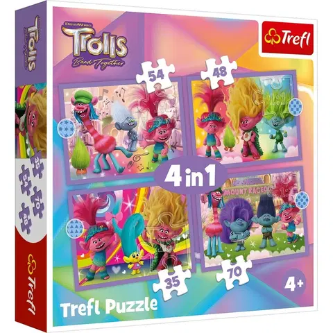 Puzzle Trefl Puzzle Trollovia 3 Farebné dobrodružstvo, 4v1 (35, 48, 54, 70 dielikov)