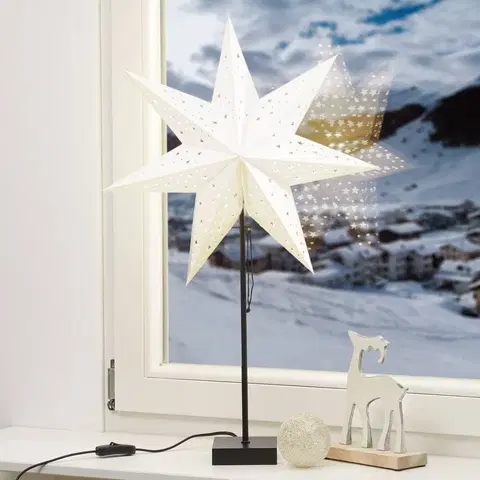 Vianočné svetelné hviezdy Markslöjd Stojaca hviezda Solvalla, výška 69 cm, striebro