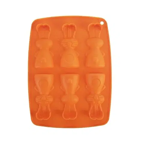 Formy na pečenie Orion Forma silikón čokoláda zajačikovia 6, oranžová