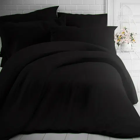 Obliečky Kvalitex Bavlnené obliečky čierna, 220 x 200 cm, 2 ks 70 x 90 cm