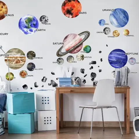 Nálepky na stenu Nálepky na stenu - Planéty a ich mesiace