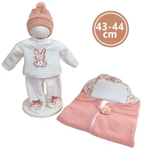 Hračky bábiky LLORENS - M844-44 oblečenie pre bábiku bábätko NEW BORN veľkosti 43-44 cm