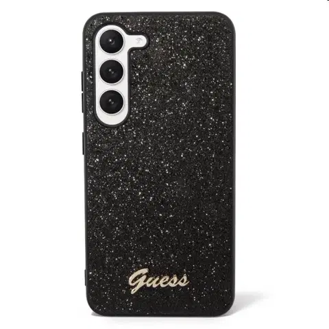Puzdrá na mobilné telefóny Zadný kryt Guess PCTPU Glitter Flakes Metal Logo pre Samsung Galaxy S23, čierna 57983112866